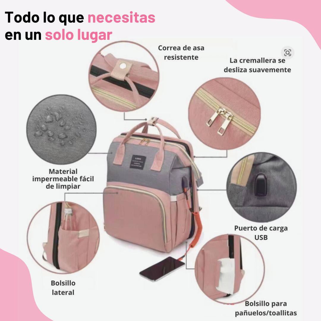 CunaCloud™ - Mochila Cambiador 3-en-1 para Bebés