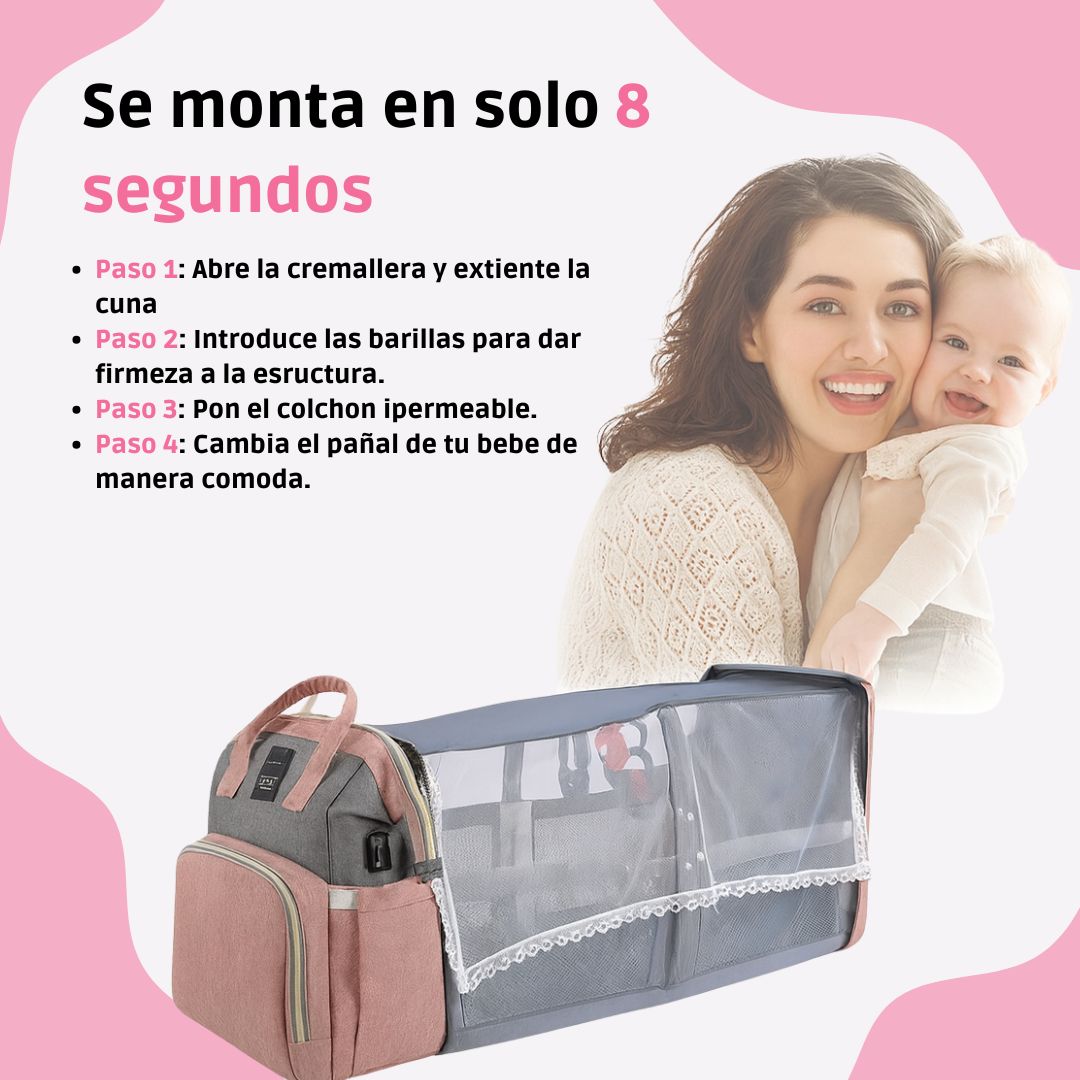 CunaCloud™ - Mochila Cambiador 3 en 1 para Bebés