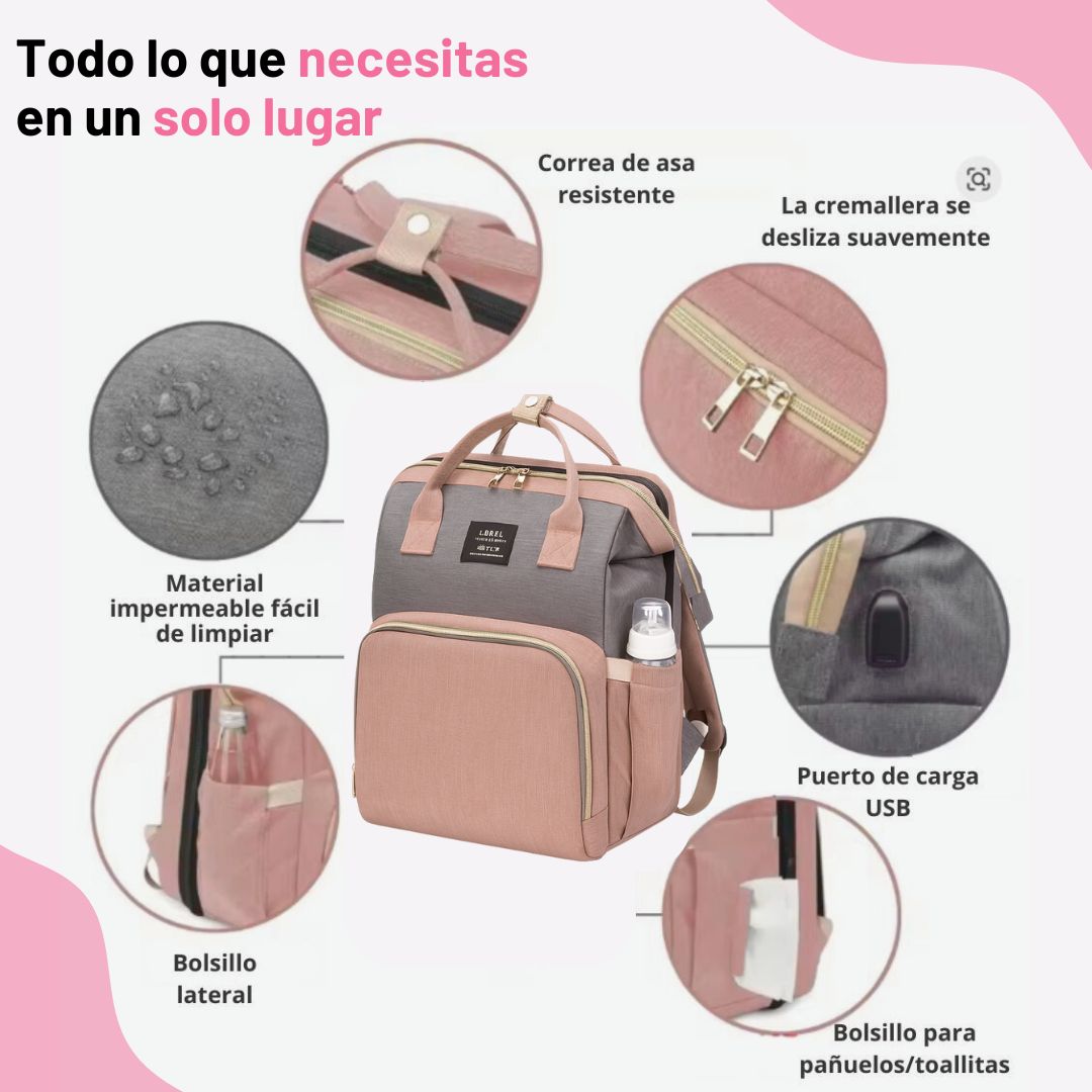 CunaCloud™ - Mochila Cambiador 3 en 1 para Bebés