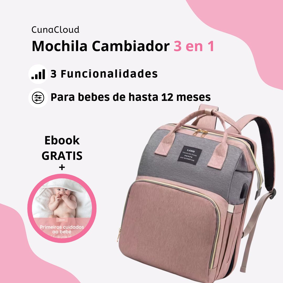 CunaCloud™ - Mochila Cambiador 3-en-1 para Bebés